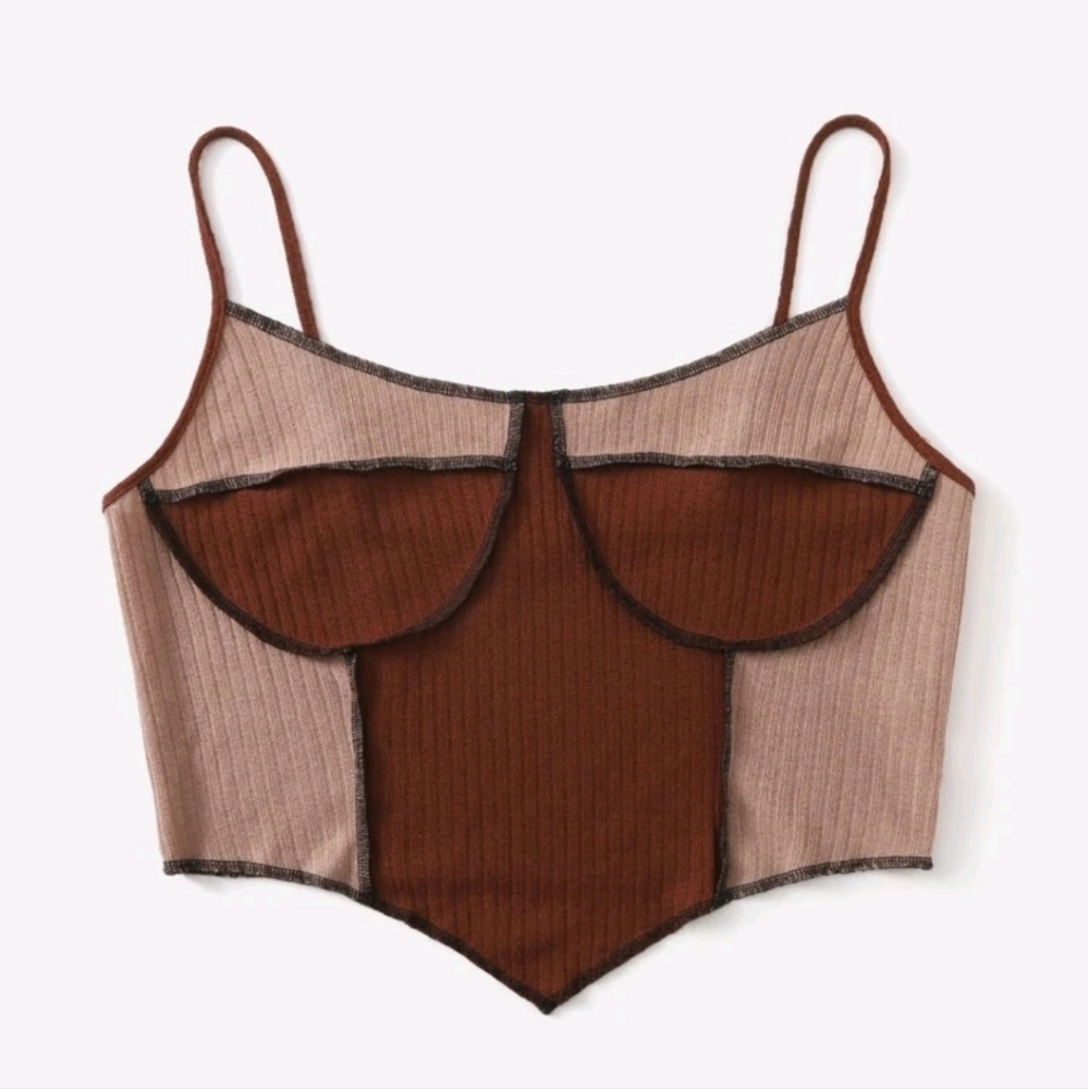 Two tone brown crop tank top